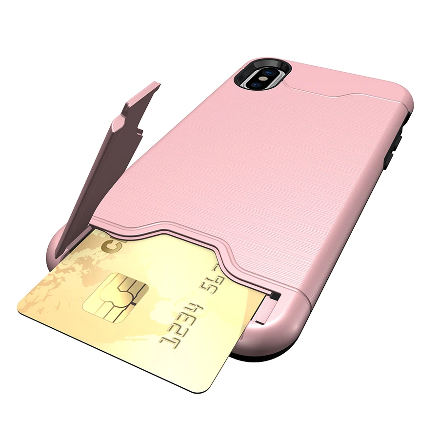 

Hidden Card Holder Phone Case For iPhone 8 7 6 6S Plus Case Soft Silicone PC Hybrid Back Cover For iPhone 8 7 Plus Case Stands