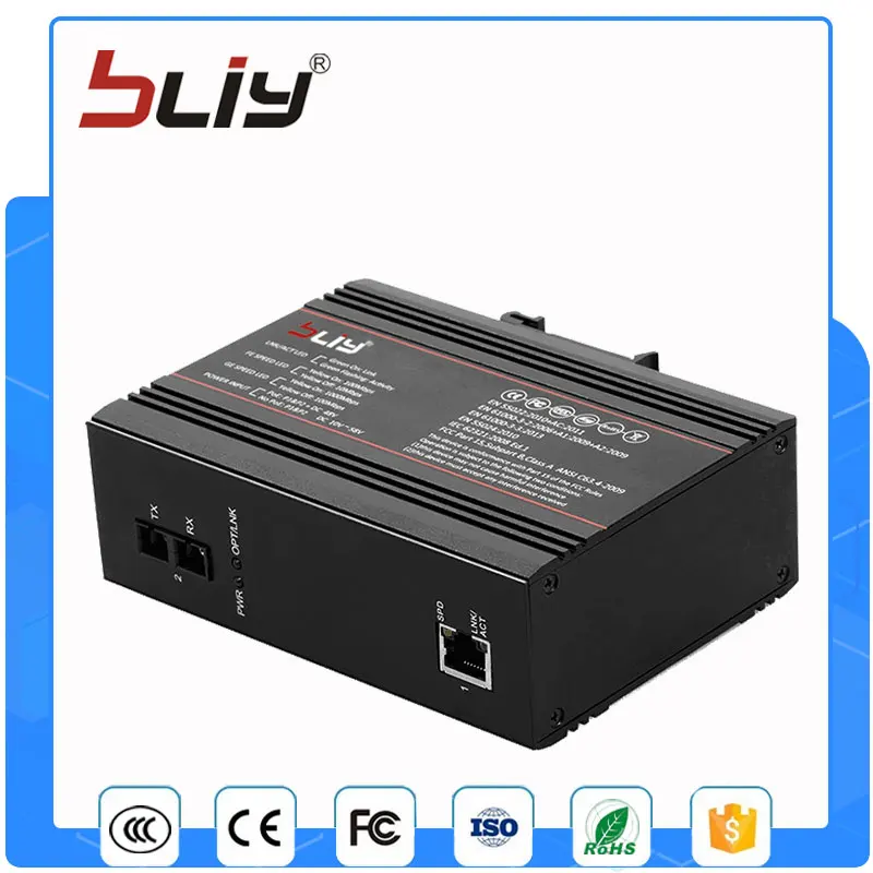 

1FX1TX 10/100M 2 port industrial ethernet Din-rail ethernet switch with dual fiber