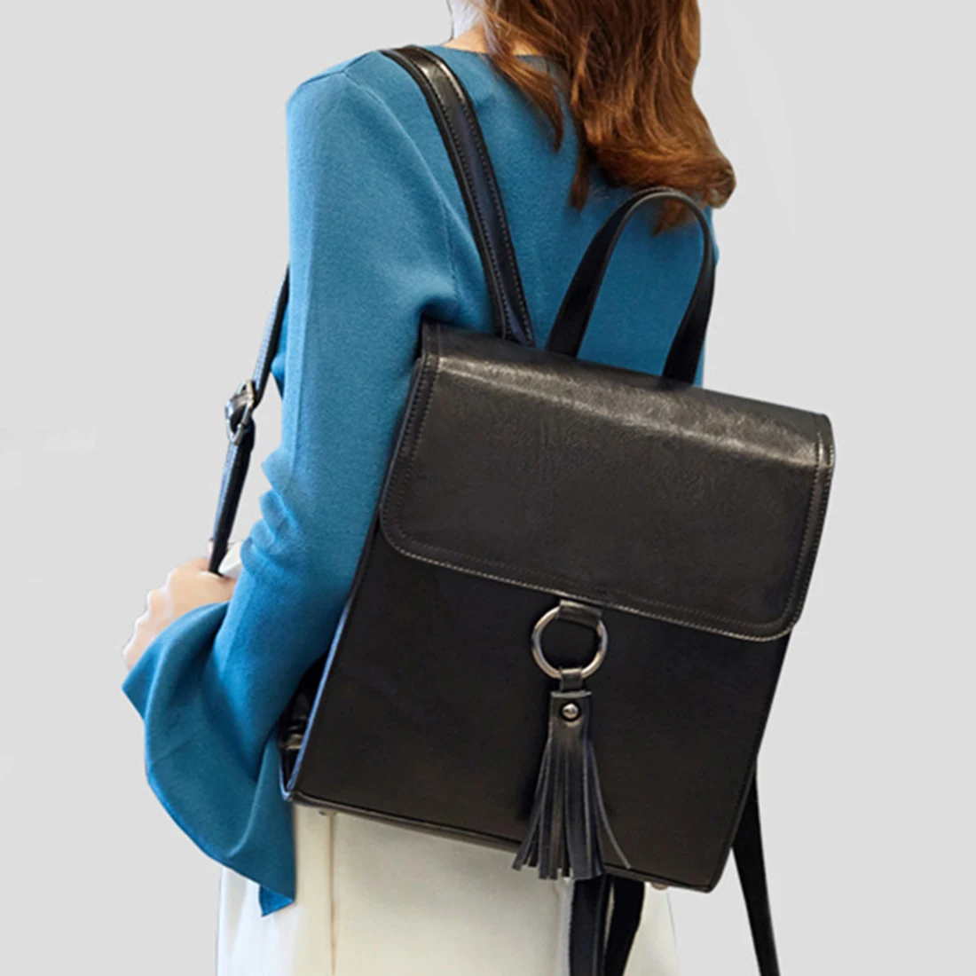 

New Women Oil Wax Cowhide Backpack Students School Book Bag Daypack Travel Bags Knapsack High Quality Genuine Leather Rucksack