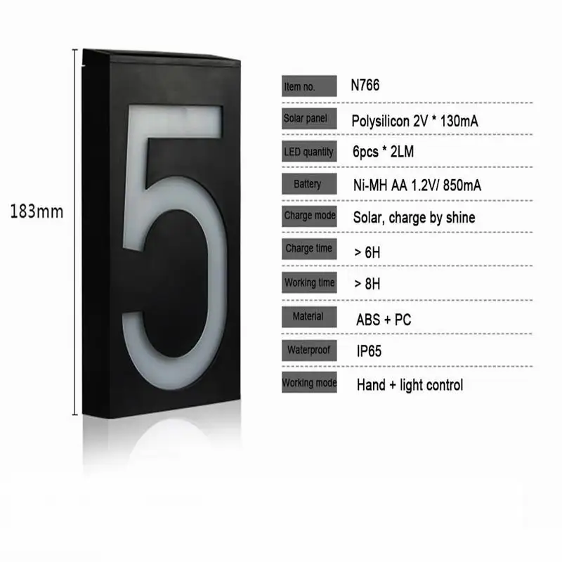 Chiclits LED Solar Powered Wall Mount Light 6 LED Bulb Illumination Doorplate Lamp House Number Porch Lights With Solar Battery (3)