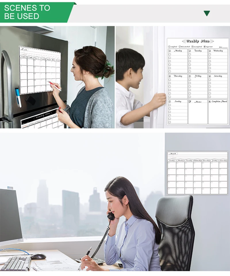 Ежемесячный ежедневник, доска для сухого стирания, магниты, холодильник, список дел,, органайзер для кухни, магнитная доска