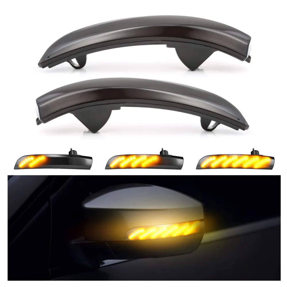 2pcs Smoke Dynamic LED Rearview Mirror Turn Signal Light Side Mirror Indicator Blinker For Ford ECOSPORT Kuga Escape 2013