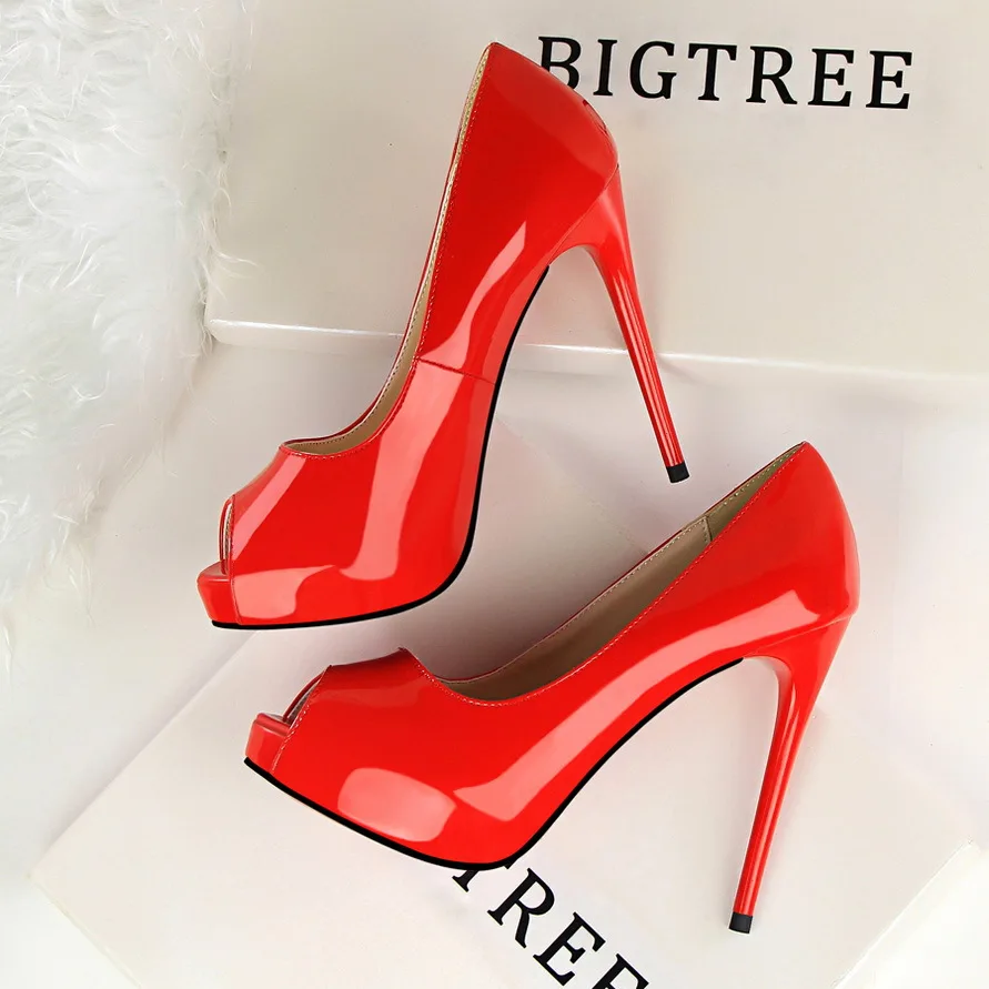 

2019 Female Shoes Fish Mouth Platform Women Pumps Ultra High Heels 12cm Shoes Women Sexy Peep Toe Shallow Ladies Single Shoes