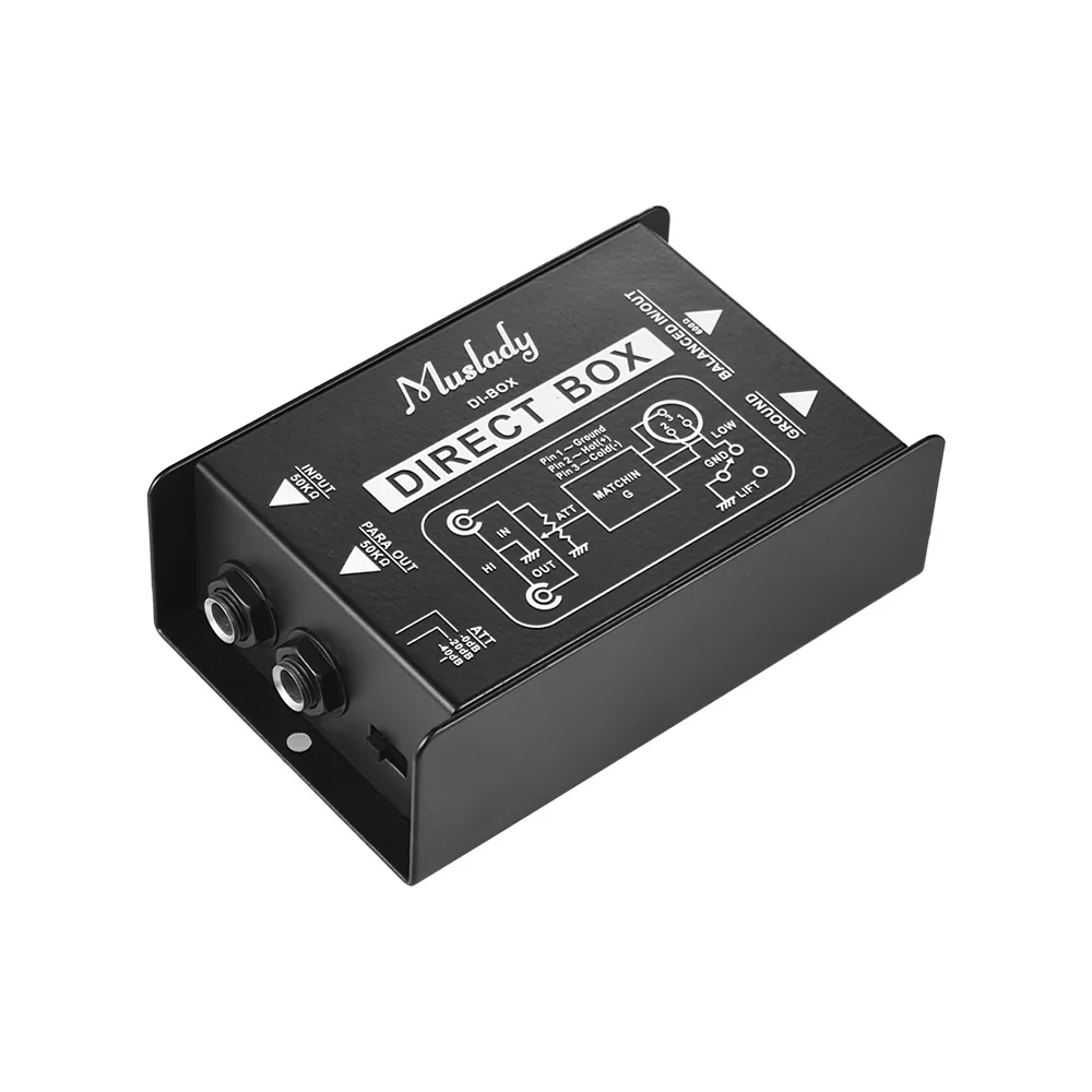 Muslady Профессиональный одноканальный пассивный DI-Box прямой впрыск аудио коробка для электрогитары бас живая производительность