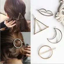Европейская преувеличенная треугольная круглая заколка с Луной, Геометрическая моделирующая заколка, аксессуары для волос