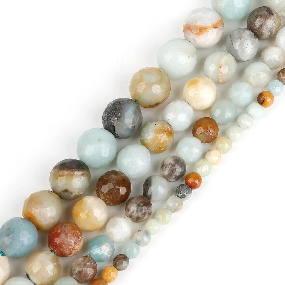 Size 4/6/8/10mm Natural Amazon Stone Beads Round Aaa Faceted Loose