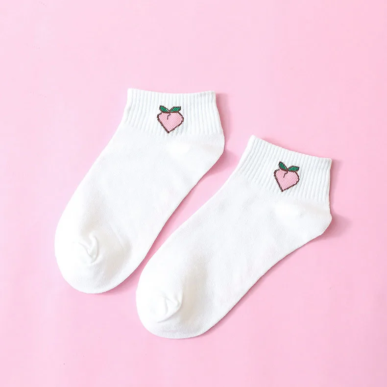 

2018 new spring summer art fresh fruit boat socks white comfortable cotton socks