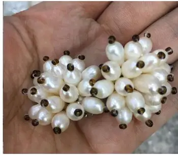 

free shipping 5-6mm white natural pearl crystal earring