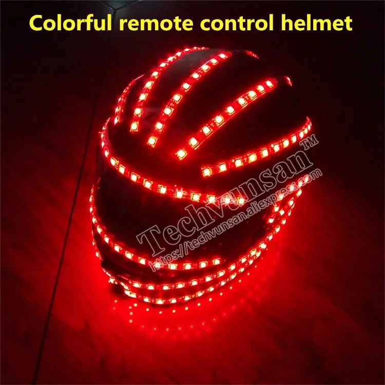 Красочная Светодиодная лампа с пультом дистанционного управления перезаряжаемый RGB люминесцентный шлем реквизит для выступлений маска кролика Бар ночной клуб KTV - Цвет: Colorful LED Helmet