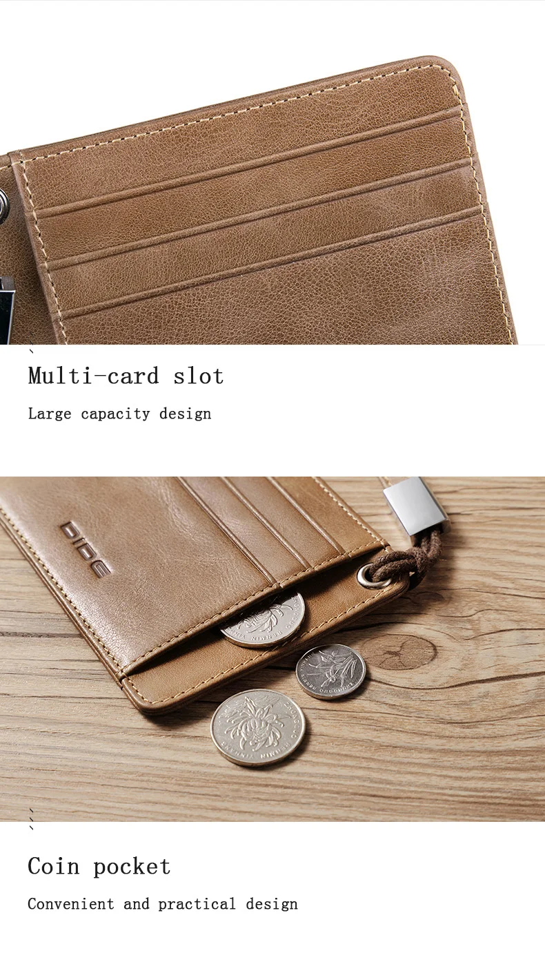 DIDE тонкий мини-кошелек для мужчин и женщин, натуральная кожа, для банковских карт, держатель для кредитных карт, женский маленький кошелек для денег