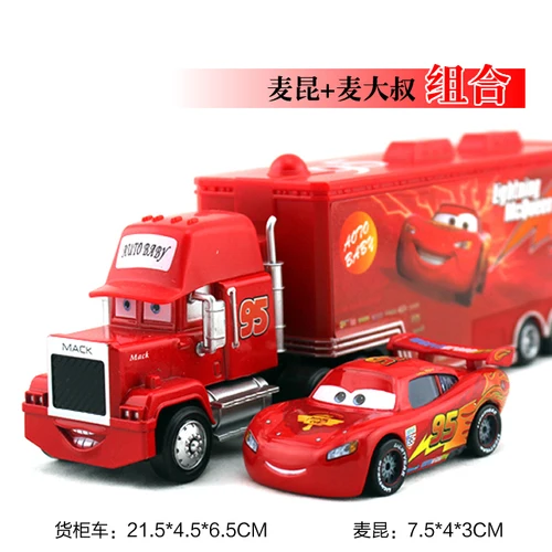 2PCS/SET Disney Pixar Cars 2 3 1:55 Diecast Alloy Metal Car Lightning McQueen Jackson Storm Mack Uncle Truck Model Car Kids Toy 12