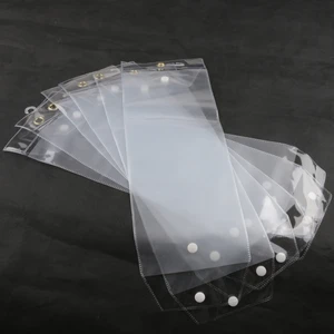 Image 2 - Freeshipping 20pcs/lot PVC Packaging Bag 12inch 26inch Transparent Plastic Hair Extension Packaging Bag with button and hook up