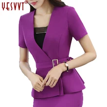 yesvvt Women Blazer Set Two pieces Suits Summer Ladies Formal Skirt Suit Office Uniform Style Female Business Suit For Work Wear