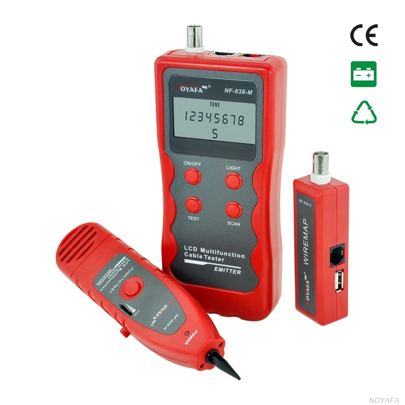 

NOYAFA NF-838 Telephone Wire Tracker Line Finder Short Circuit Line Cable Network Cable Tester for RJ45 BNC USB 1394 RJ11