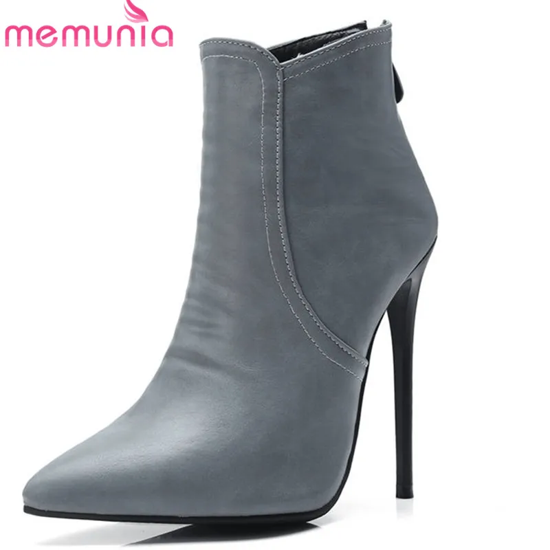

MEMUNIA 2018 size 34-48 ankle boots for women pointed toe autumn winter shoes lady high heels boots sexy party wedding shoes