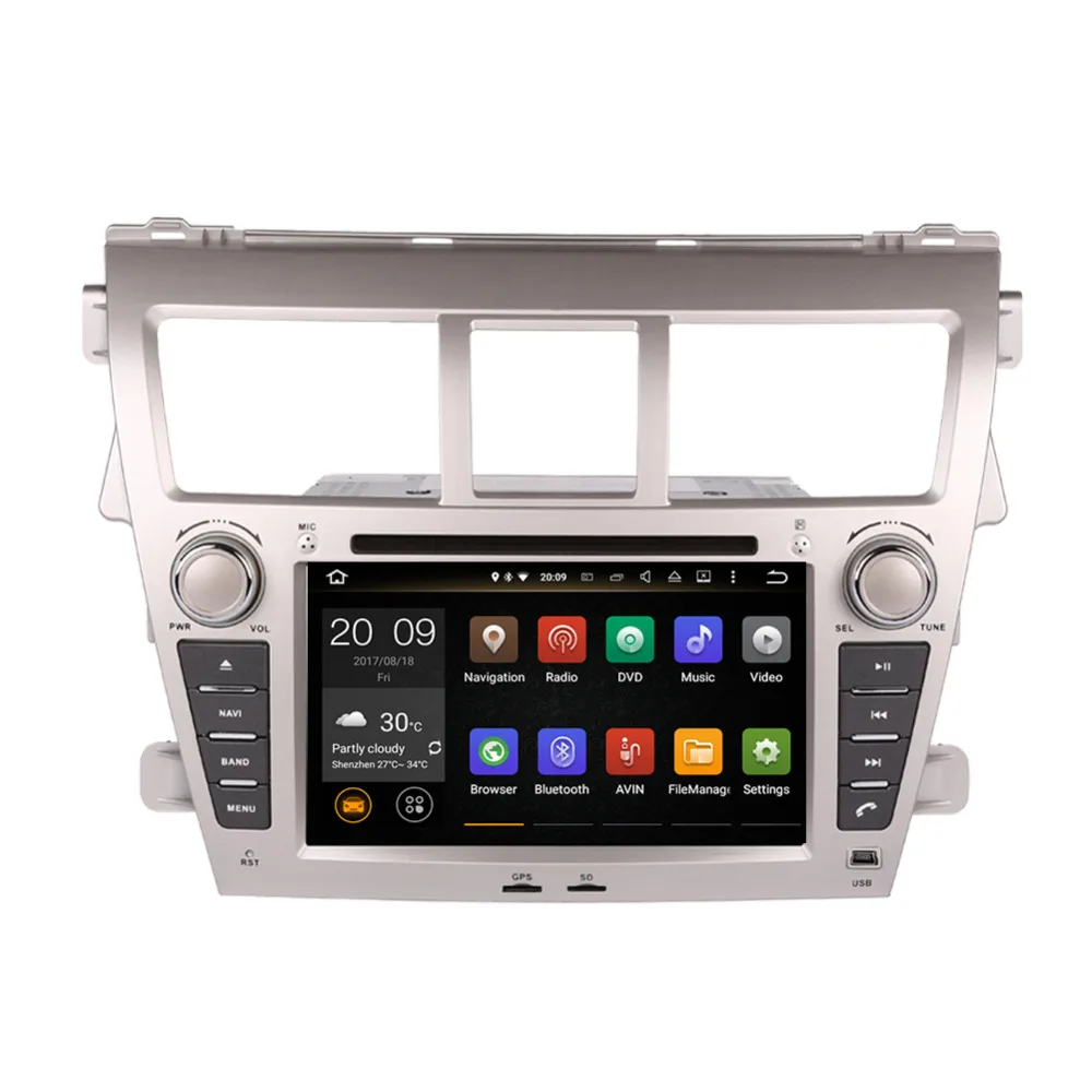 

2 Din Android 8.0 Octa Core 4GB RAM Car Head Unit DVD Multimedia Player For Toyota Vios 2007- Auto Radio Stereo GPS Navigation