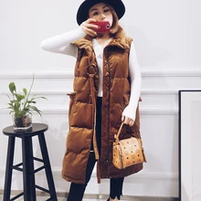 Длинные дизайнерские жилеты на утином пуху, Жилеты для женщин, высококачественный велюр, пуховые жилеты, Осень-зима