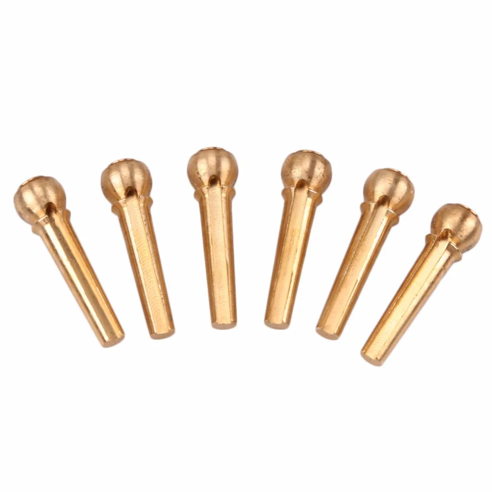 6 Pcs Solid Brass Bridge Pins For Acoustic Guitar Strings Accessories DIYin Guitar Parts