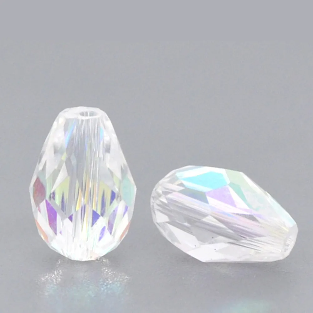 

DoreenBeads Glass Loose Beads Teardrop Transparent AB Color AB Color Faceted About 11mmx8mm,Hole: Approx 1mm,7 Pieces
