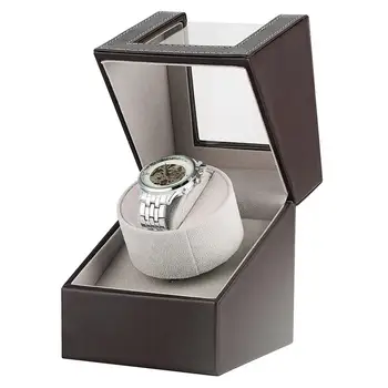 Caja de reloj automático AU/EU/US/UK caja de reloj marrón soporte de reloj organizador de pantalla de lujo agitador de Motor caja reloj automatico