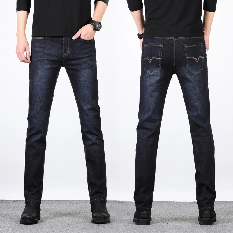 

2019CHOLYL new Seasons Style Men Casual Jeans Slim Straight Elasticity Thin Jeans New Fashion Loose Waist Long Trousers men jean