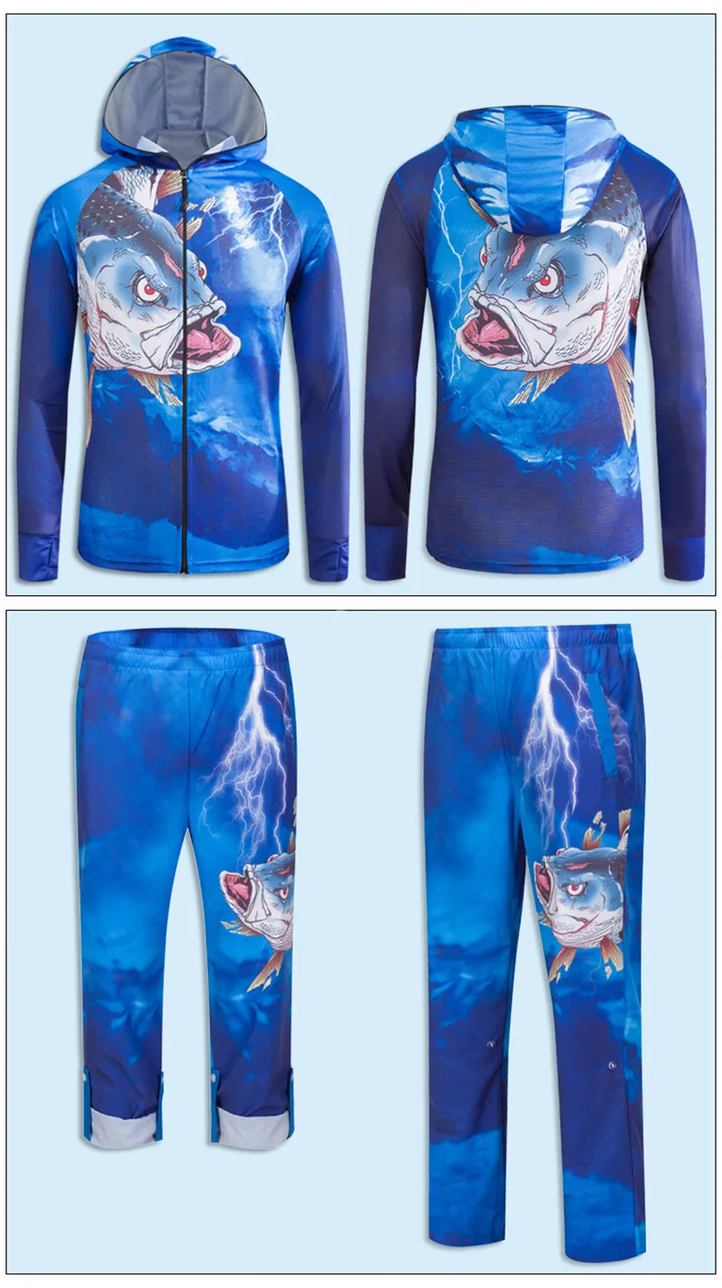 Conjuntos de Roupas de Pesca dos Homens Esportes ao ar Camisas da Pesca 40 + Anti Nova Chegada Livre Respirável Quick Dry Anti uv Mosquito Pesca Calças 5 High Quality Esporte e Lazer