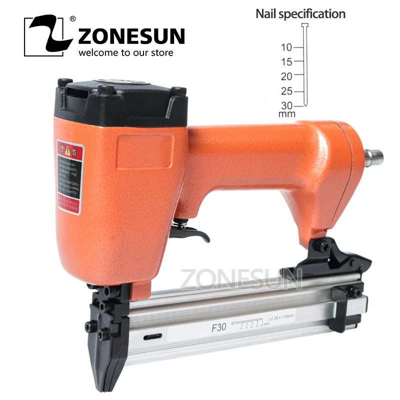 ZONESUN F30 плотничный пневматический пистолет для ногтей деревообработки прямые