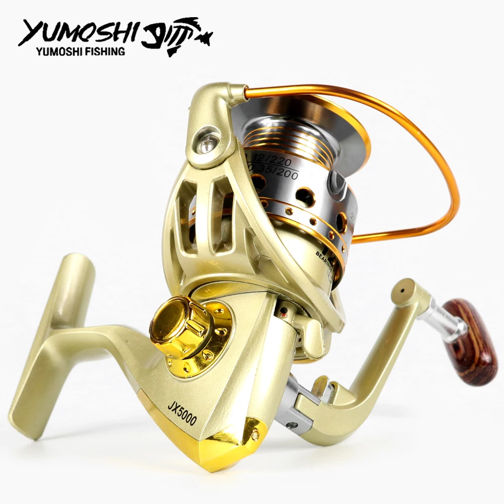 Yumoshi Metal Spool Spinning Reel Fishing 12BB Superieure Wiel Voor Zoetwater Zoutwater Vissen 1000-7000 Serie 5.5:1 Wiel Reel