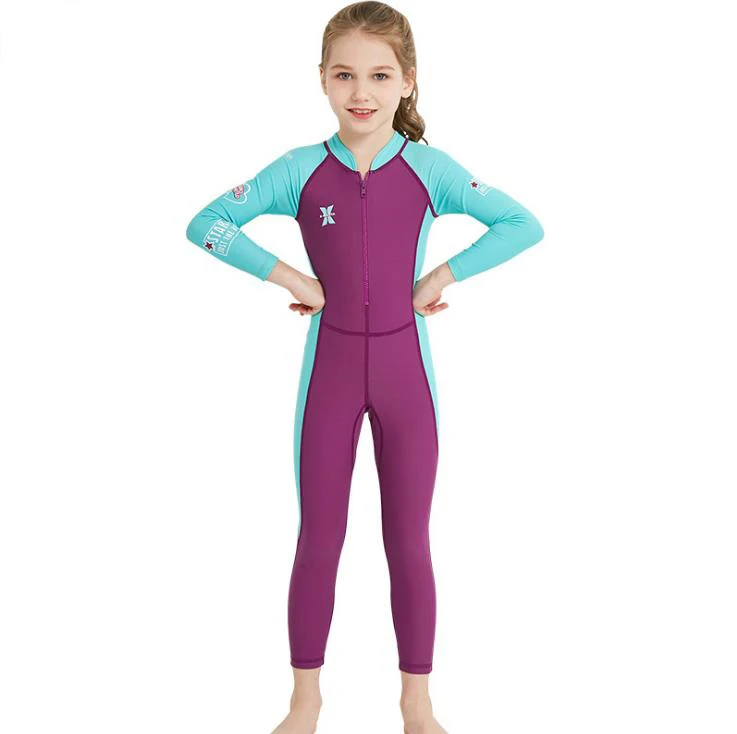 

2018 male and female children's male continuous sunscreen diving suit swimming suit long sleeved dry sleeves