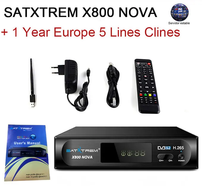 SATXTREM X800 NOVA DVB-S2 спутниковый ресивер 1080P HD H.265 MPEG2 MPEG4 Поддержка EPG PVR с 1 год 5 нажатий Cam Youtube - Цвет: X800 Nova n Wifi cam