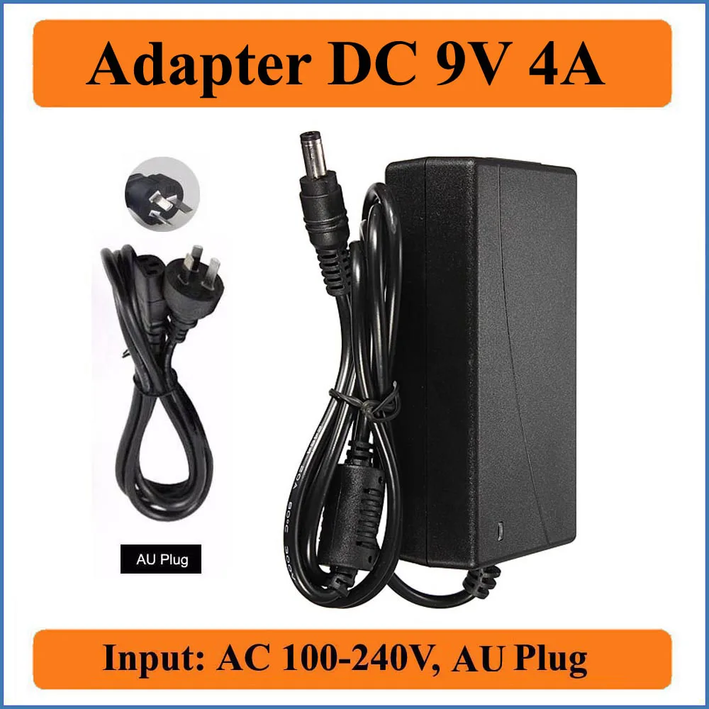 

9V 4A AU Plug AC DC Adapter 1pcs AC 100V-240V Converters to DC 9V 4000mA Power Supply DC 5.5mm x 2.1-2.5mm Jack Charger
