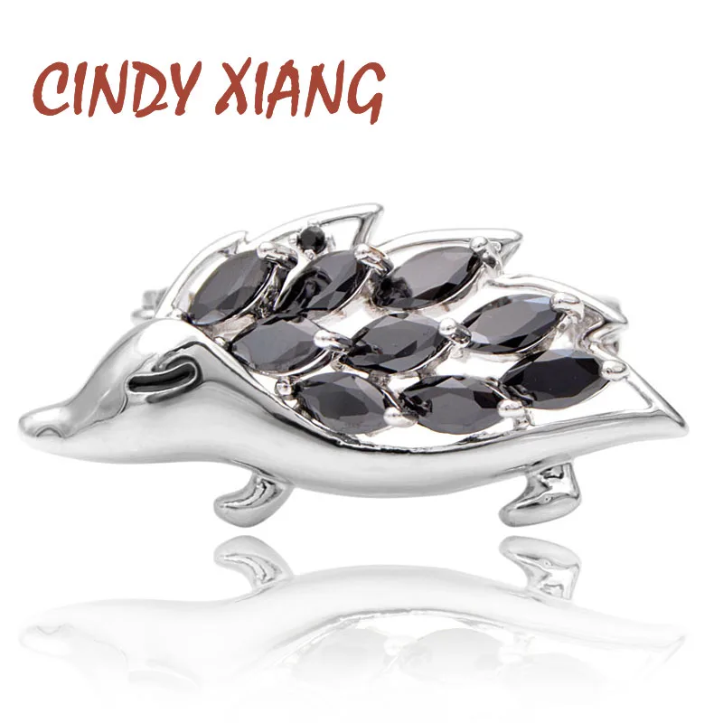 

CINDY XIANG New Arrival Zirconia Hedgehog Collar Pin For Women And Men Unisex Fashion Copper Brooch Animal Design Kids Gift