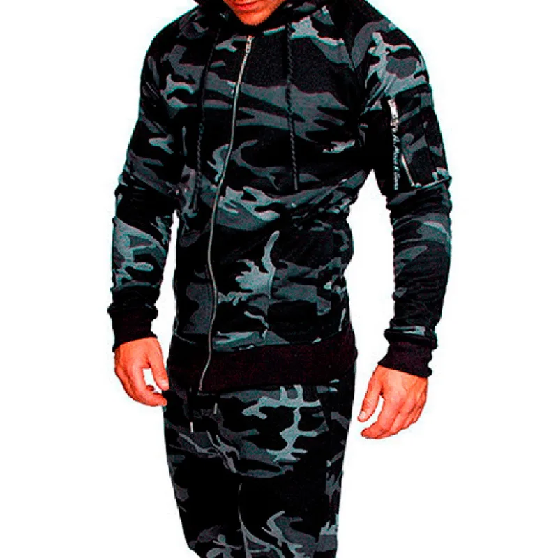 Мужская камуфляжная куртка с принтом+ брюки, комплект мужской спортивный костюм, модная Уличная Повседневная спортивная одежда, мужская спортивная одежда 3XL