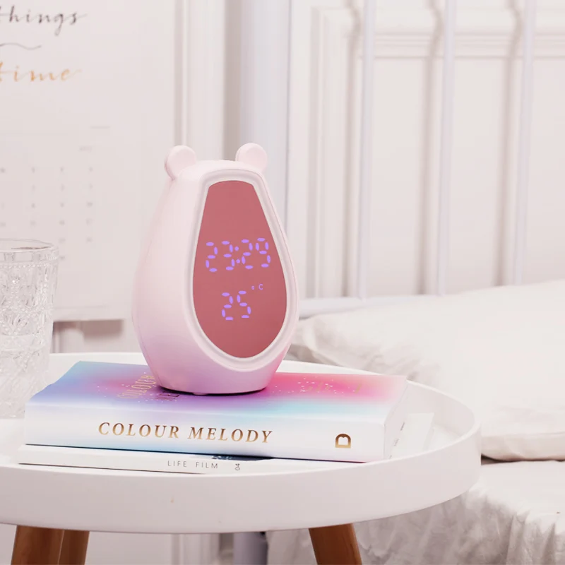 

Hot Cute Bear Digital Alarm Clock Color Change Led Lazy Simple Smart Bedroom Bedside Student Multi-functional Mute Clock