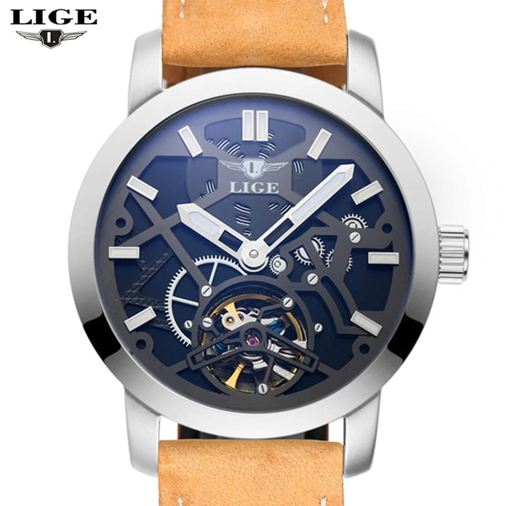 2016 New Men s Watch LIGE Men s font b Luxury b font Branded Watch Automatic