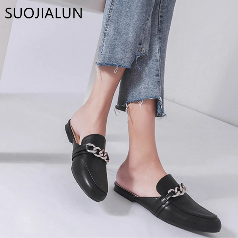Vente SUOJIALUN 2018 D été Femmes Pantoufles Plus La Taille 36 41 Mode Chian Décoration Plat Extérieur Mesdames Casual Mules Diapositives Chaussures