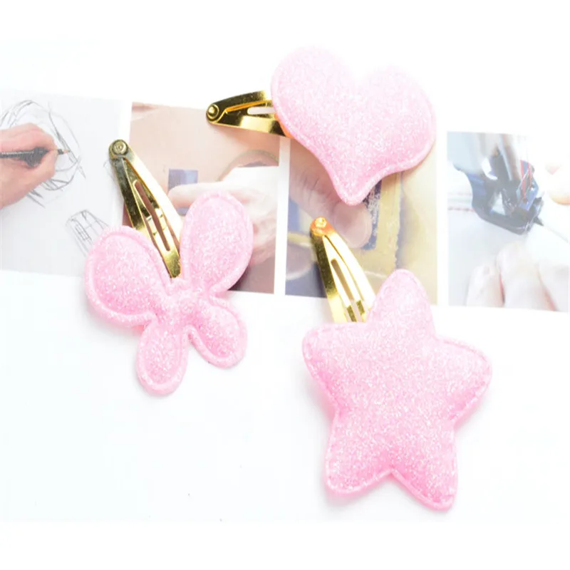 Корейская мода для детей BB Чехол-книжка из искусственной заколка-бабочка заколку для вышивка «звёздочки» или «бриллианты» заколка для волос милая заколка для волос, подарок, ювелирное изделие для девочек аксессуары для волос - Цвет: Pink