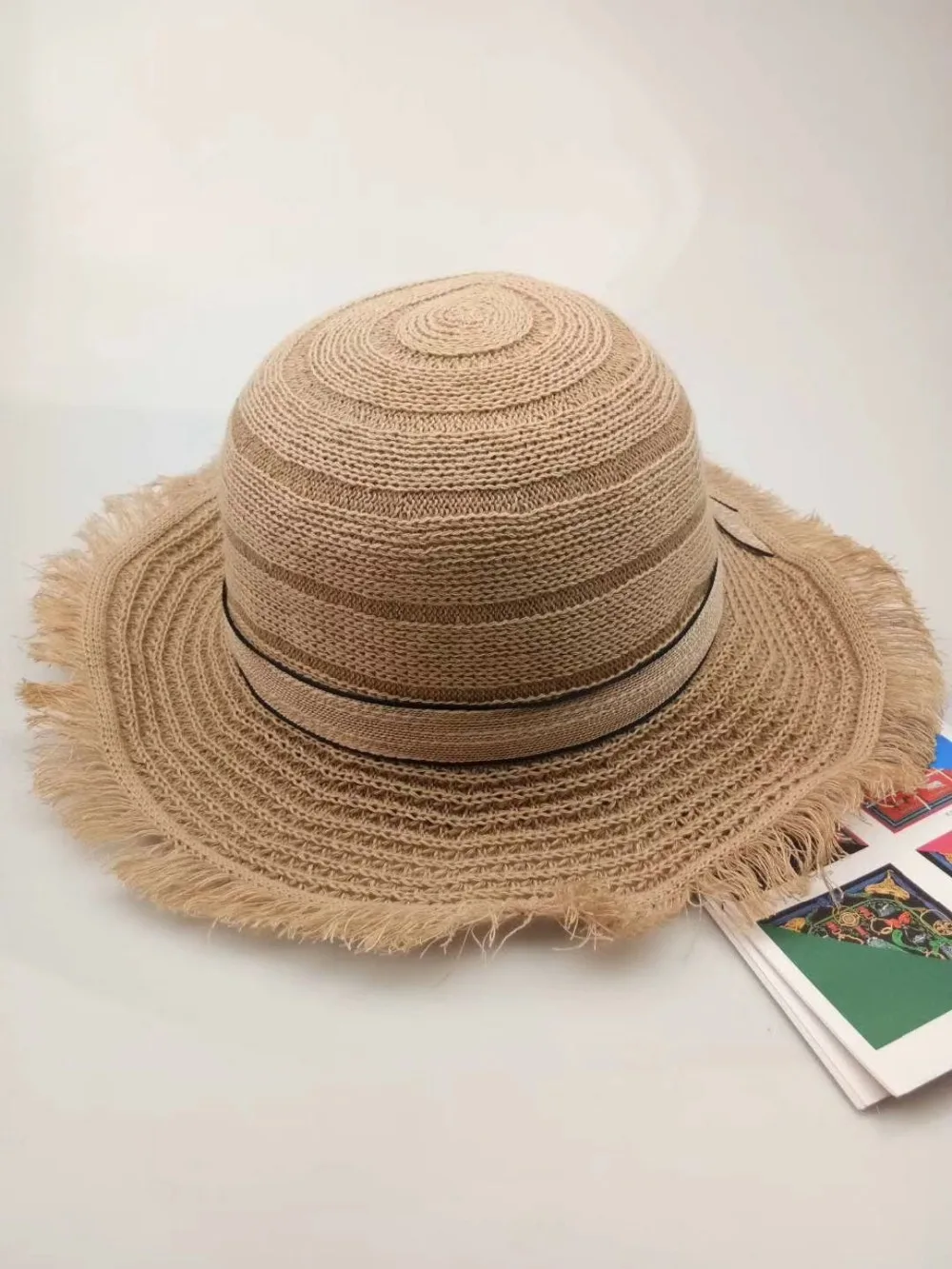 New 2018 bow tie fringed straw hat lady sun shade hat