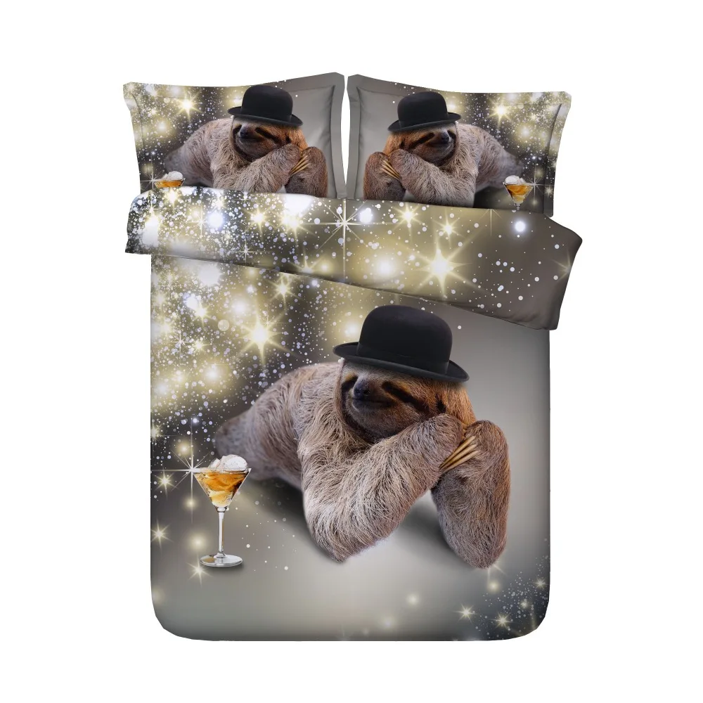 3 pieces sloth bed set for kids adults single queen super king size