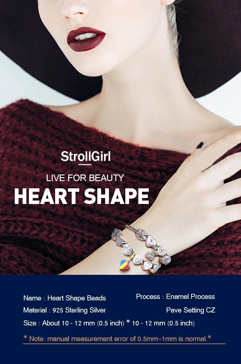 Strollgirl New Collection Romantic 925 Sterling Silver Love Heart Charm Beads Fit Original Pandora Bracelet Jewelry Accessories