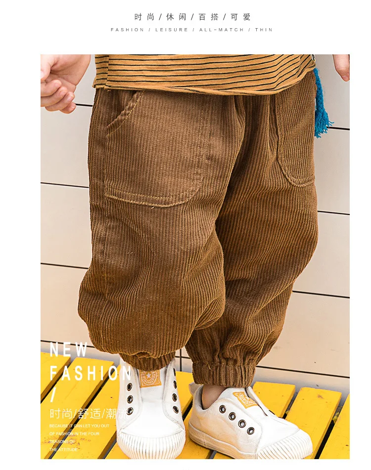 Утепленные штаны для мальчиков г., осенне-зимние повседневные детские штаны От 1 до 6 лет штаны для маленьких мальчиков детские брюки Одежда для маленьких мальчиков