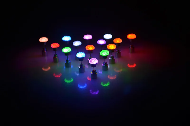 Pair Charm LEDs Light up Star Heart Glowing Crystal Stainless Studs Earrings Ear Earring Wedding Party Disco Glow Props navidad