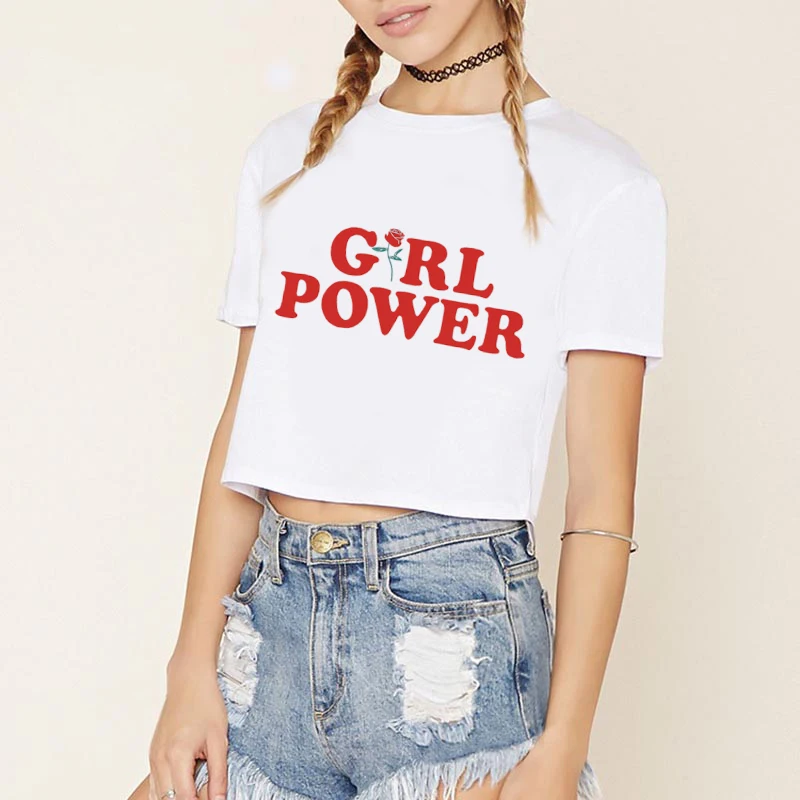 

ZWB001 Girl Power Tshir Nothing Letter Print T Shirt Rose Harajuku T-Shirt Short Sleeve TShirt Plus Size Punk Shirts