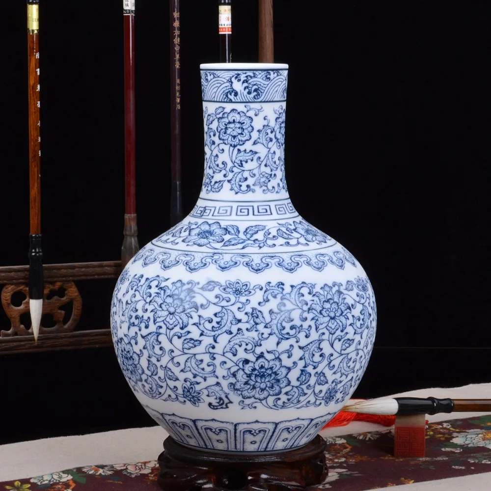 Blue and White Eggshell Porcelain Vases Interlocking Flower Ceramic Vase Handmade Home Decoration Jingdezhen Flower Vases 6