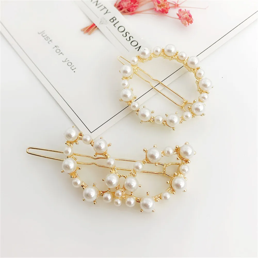 1PC Fashion Pearl Hair Clips Geometric Irregularity Hairpins Lady Simple Metal Barrettes Hair Styling Tools Accessories