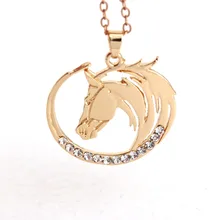 Hzew colar de pingente cavalo, simples, bonito, formato redondo, de cavalo, colares