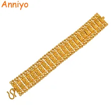 Anniyo 19 см длина, браслет для мужчин золотого цвета, высокое качество, широкий большой браслет, ювелирные изделия, большая ручная цепочка для женщин#050706
