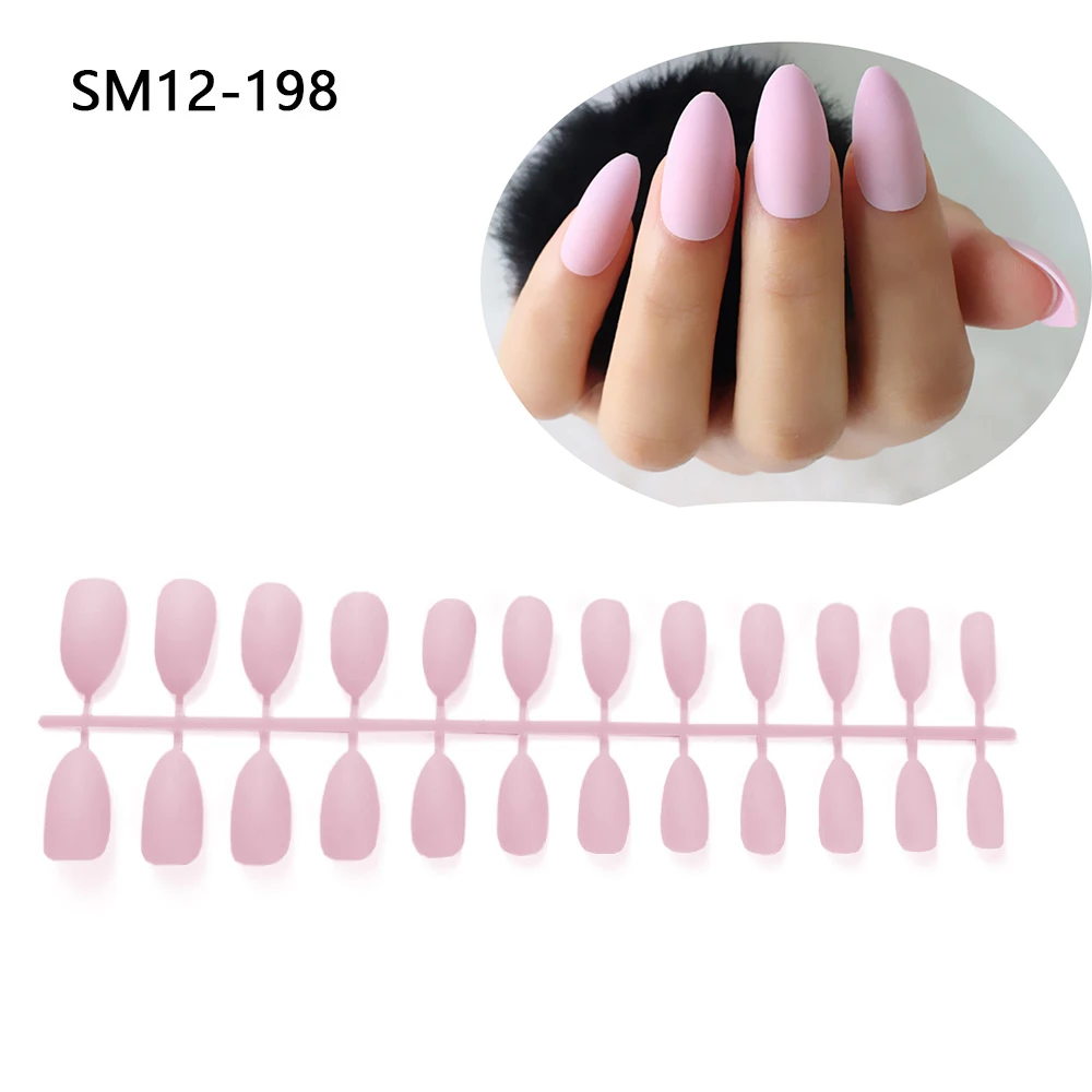 

24Pcs/Sheet Women Matte False Nails Long Tips Patch Pure Color Artificial Chip French Nails Art Extensions Accessories Tools