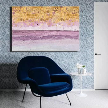 

70x100cm - Modern Abstract Poster Golden Money Sea Wave Painting Prints on Canvas Wall Art Pictures for Living Room Home Decor