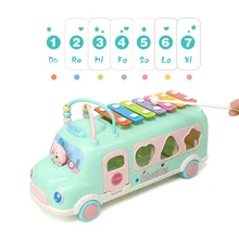 Детские Мультяшные Коляска Форма музыкальная игрушка ксилофон потянув движение Детские младенческие игрушка для раннего развития 19